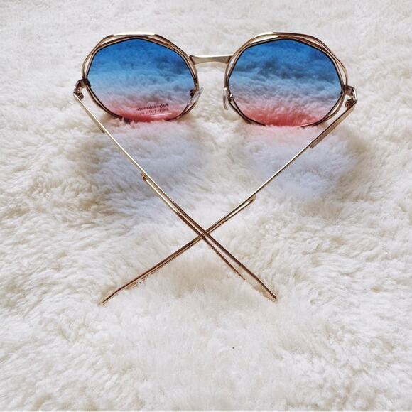 Seraphina Blue & Pink Geometric Sunglasses - Picture 10 of 11